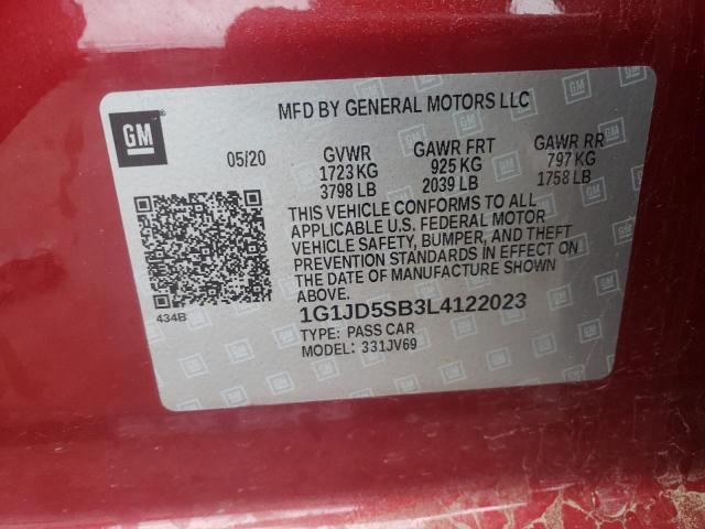 Photo 10 from auction – 2020 CHEVROLET SONIC LT with VIN 1G1JD5SB3L4122023