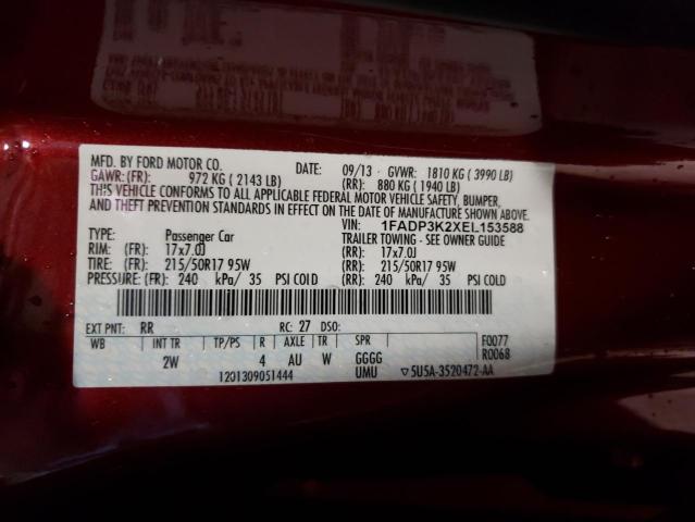 Photo 10 from auction – 2014 FORD FOCUS SE with VIN 1FADP3K2XEL153588