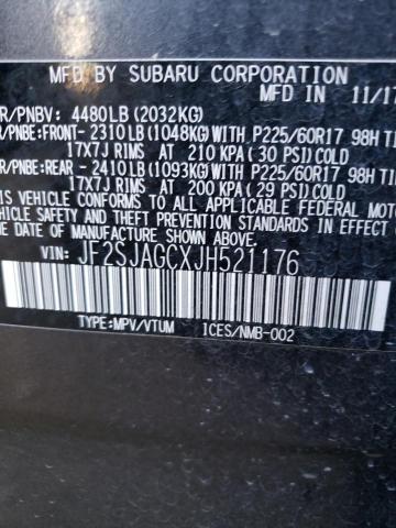 Photo 10 from auction – 2018 SUBARU FORESTER 2 with VIN JF2SJAGCXJH521176