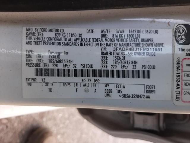 Photo 10 from auction – 2015 FORD FIESTA SE with VIN 3FADP4BJ1FM211651