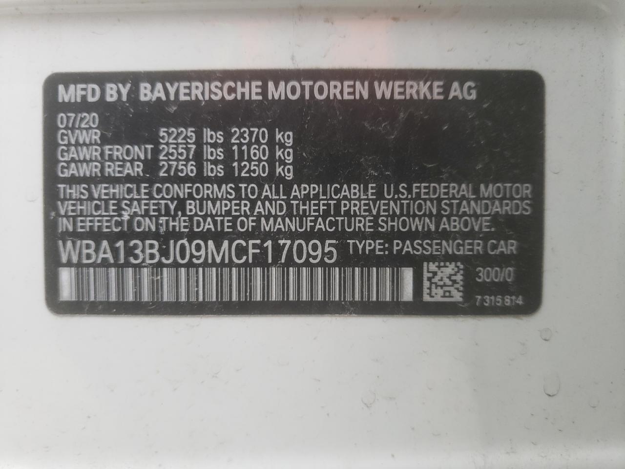 Photo 10 from auction – 2021 BMW 530 XI with VIN WBA13BJ09MCF17095
