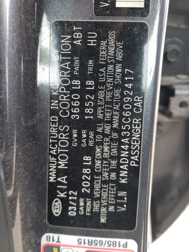 Photo 10 from auction – 2012 KIA RIO EX with VIN KNADN4A35C6092417