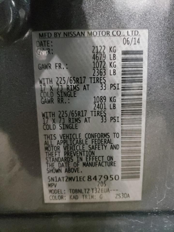 Photo 10 from auction – 2014 NISSAN ROGUE S with VIN 5N1AT2MV1EC847950