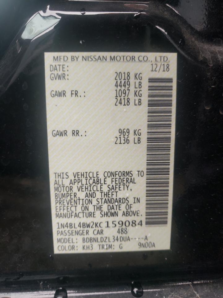 Photo 10 from auction – 2019 NISSAN ALTIMA S with VIN 1N4BL4BW2KC159084