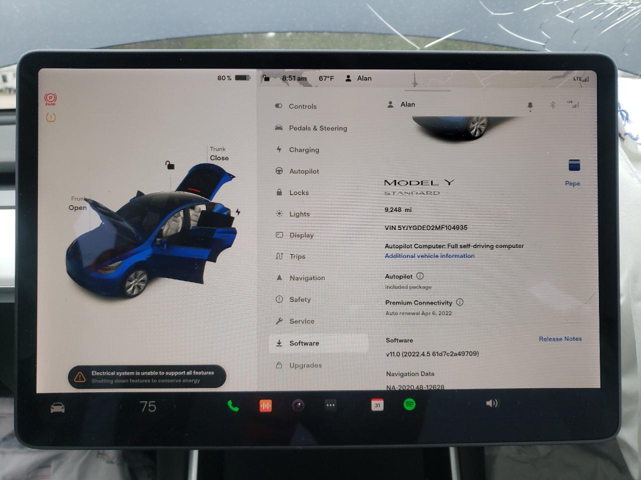 Photo 8 from auction – 2021 TESLA MODEL Y with VIN 5YJYGDED2MF104935