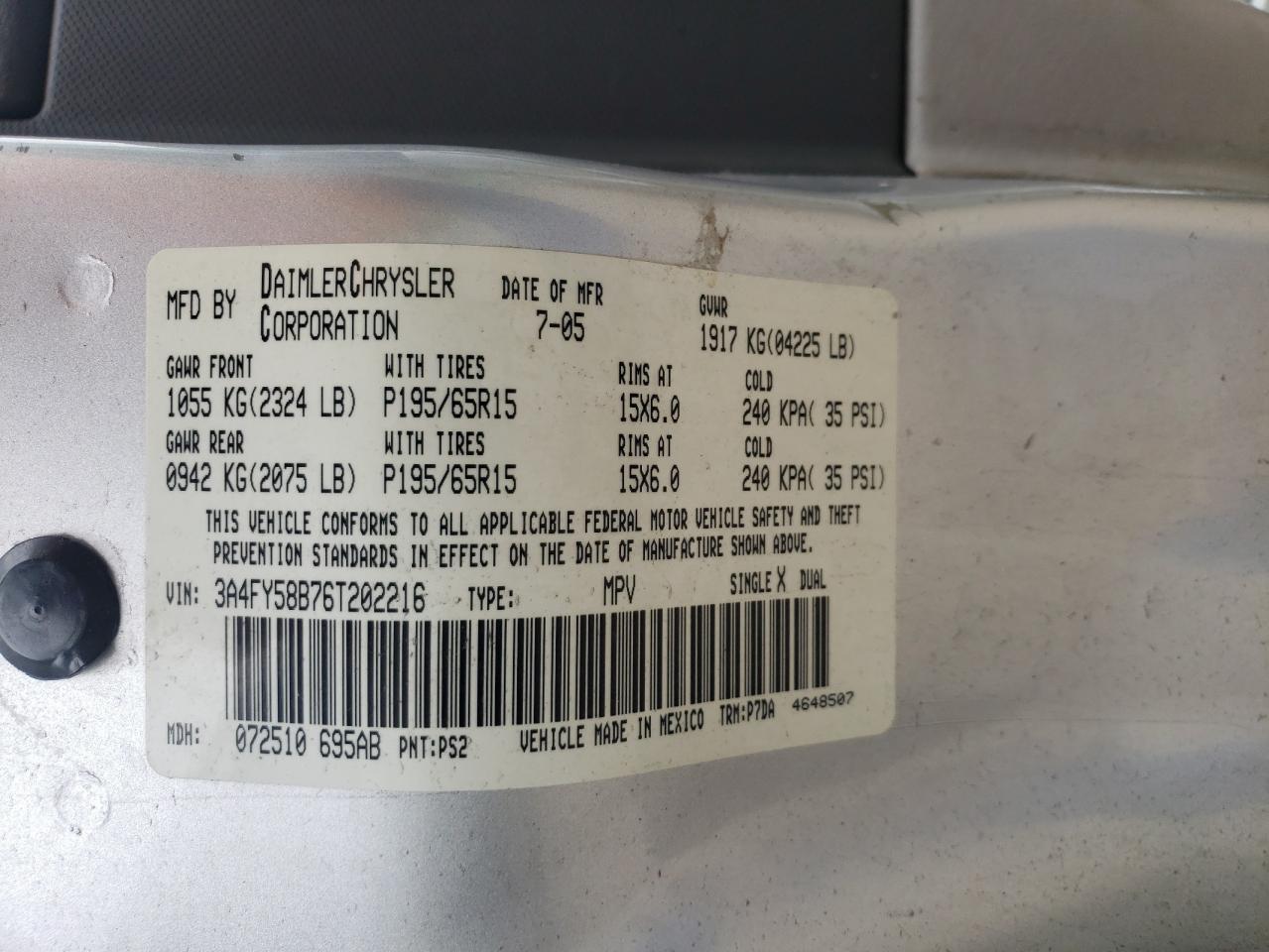 Photo 10 from auction – 2006 CHRYSLER PT CRUISER with VIN 3A4FY58B76T202216