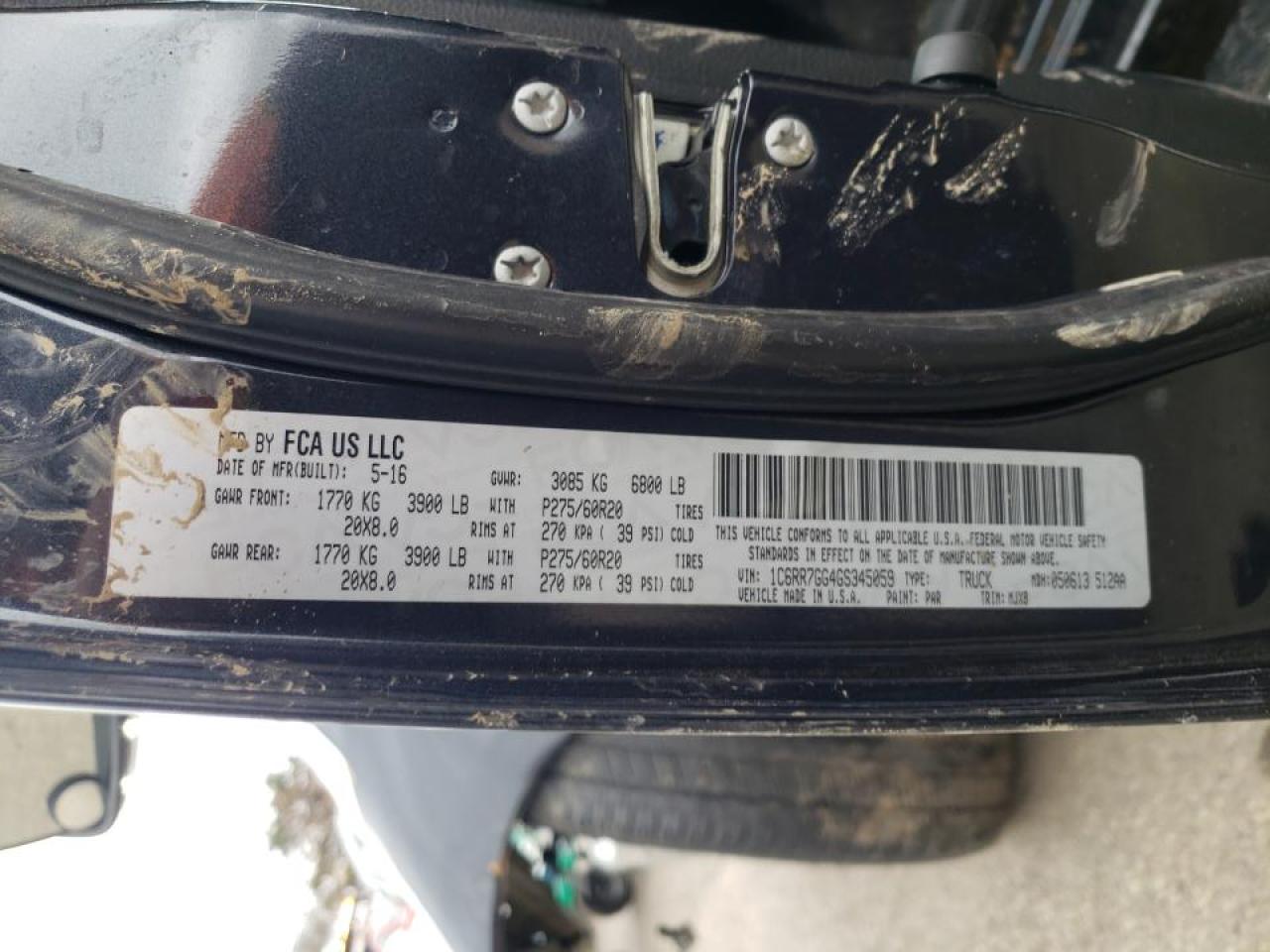 Photo 10 from auction – 2016 RAM 1500 SLT with VIN 1C6RR7GG4GS345059