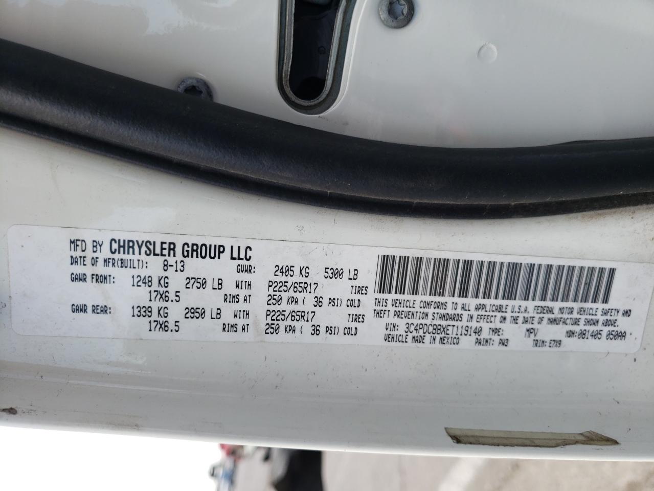 Photo 10 from auction – 2014 DODGE JOURNEY CR with VIN 3C4PDCBBXET119140