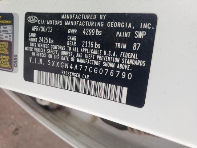 Photo 10 from auction – 2012 KIA OPTIMA EX with VIN 5XXGN4A77CG076790