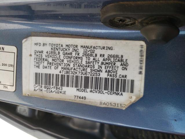 Photo 10 from auction – 2003 TOYOTA CAMRY LE with VIN 4T1BE32K73U672253