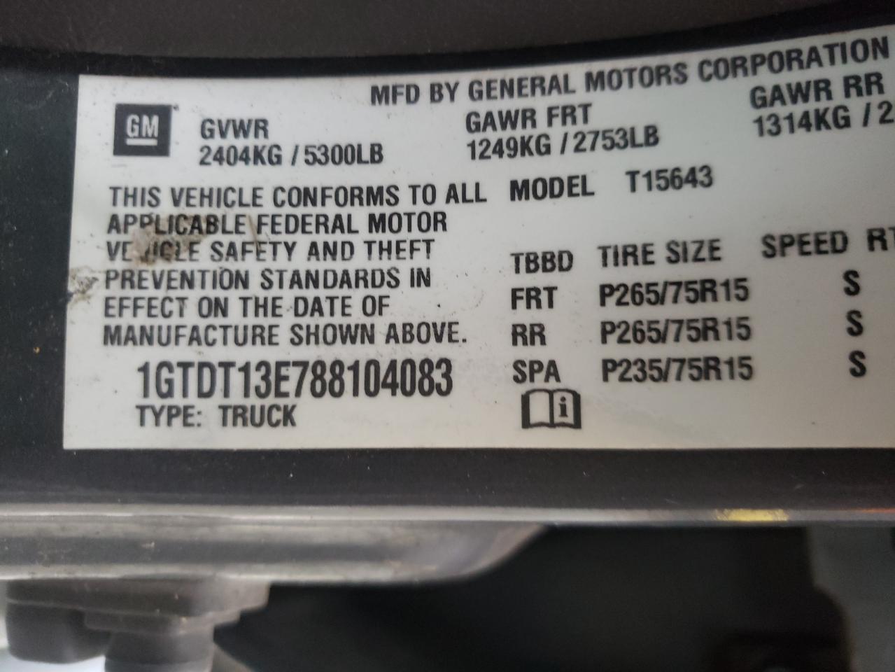 Photo 10 from auction – 2008 GMC CANYON with VIN 1GTDT13E788104083
