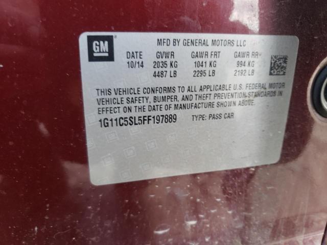 Photo 10 from auction – 2015 CHEVROLET MALIBU 1LT with VIN 1G11C5SL5FF197889
