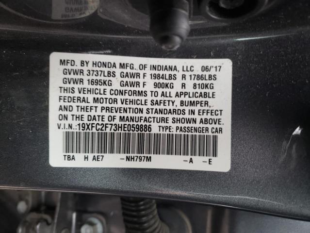 Photo 10 from auction – 2017 HONDA CIVIC EX with VIN 19XFC2F73HE059886