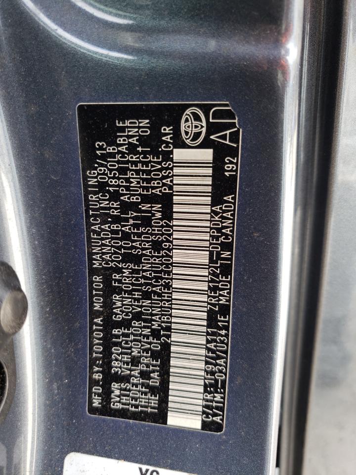 Photo 10 from auction – 2014 TOYOTA COROLLA L with VIN 2T1BURHE3EC029202