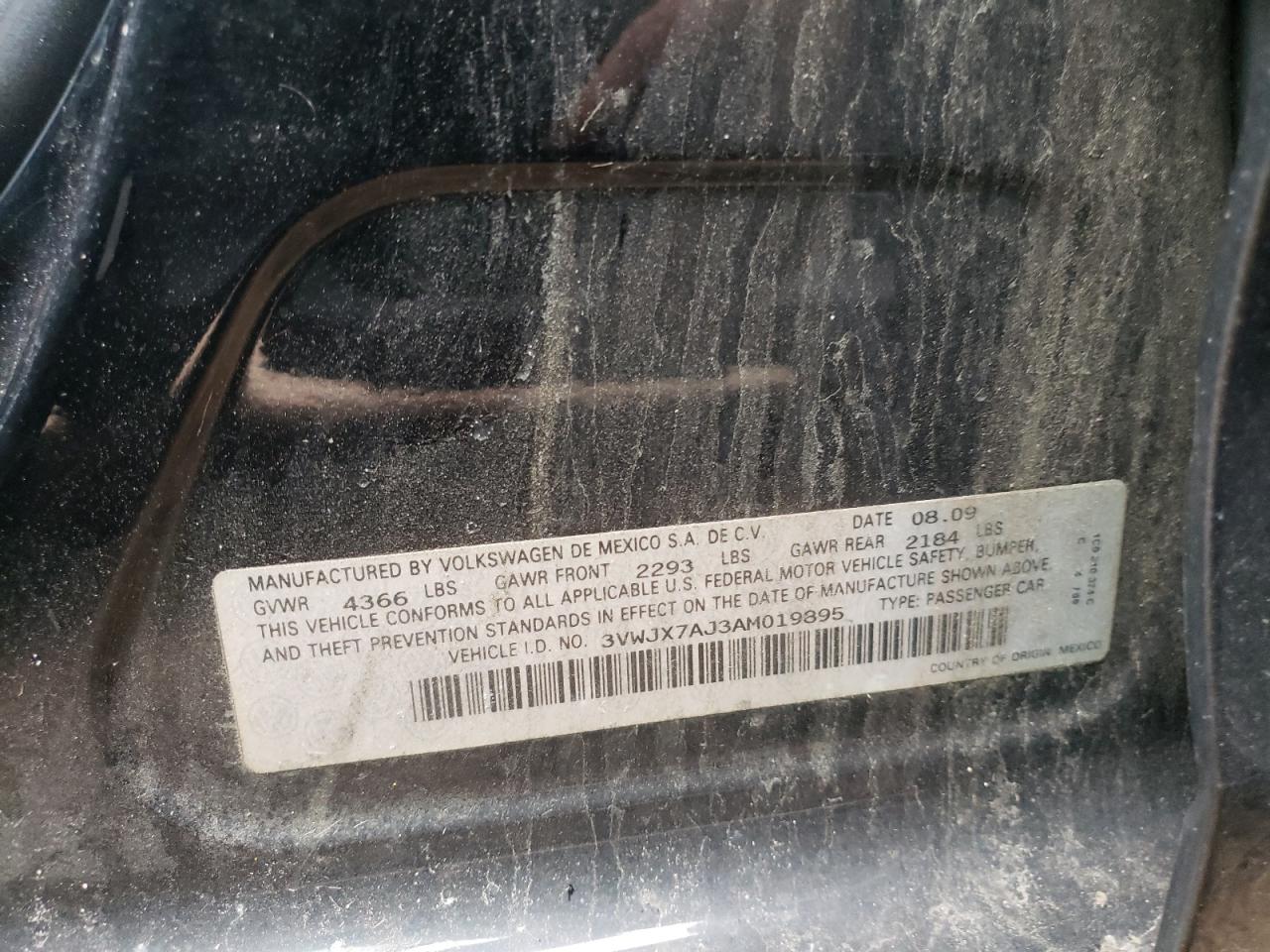Photo 10 from auction – 2010 VOLKSWAGEN JETTA with VIN 3VWJX7AJ3AM019895