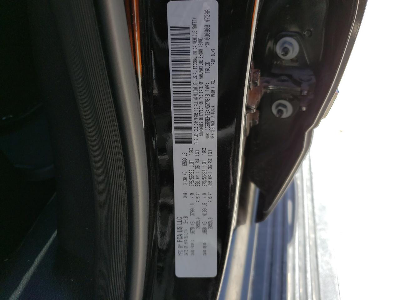 Photo 10 from auction – 2019 RAM 1500 LIMIT with VIN 1C6RREHT2KN507648