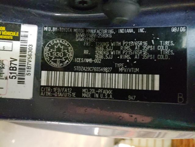 Photo 10 from auction – 2006 TOYOTA SIENNA CE with VIN 5TDZA29C76S549827