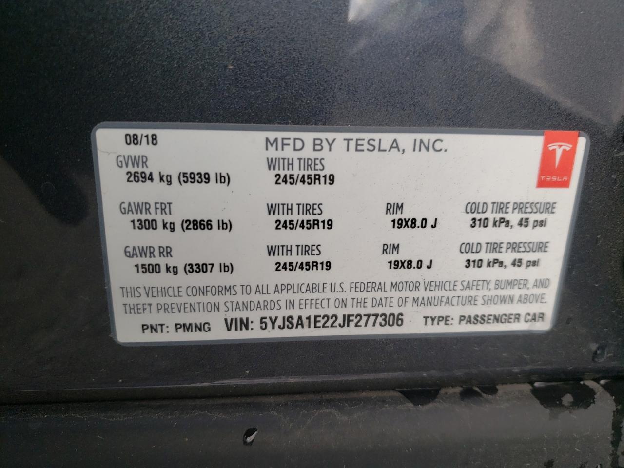 Photo 10 from auction – 2018 TESLA MODEL S with VIN 5YJSA1E22JF277306