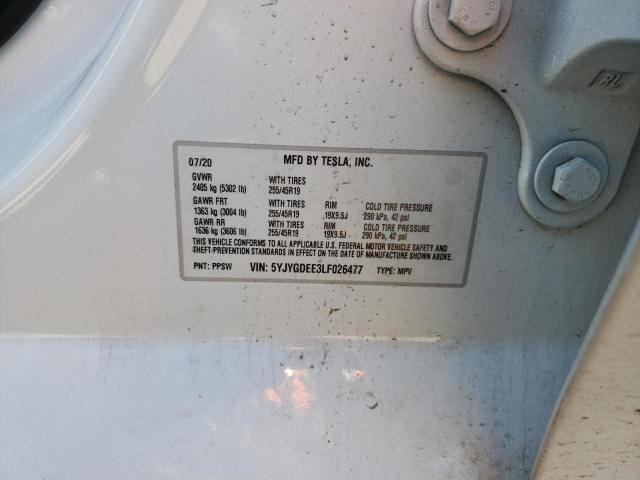 TESLA MODEL Y 2020 with VIN 5YJYGDEE3LF026477 - Photo from auction