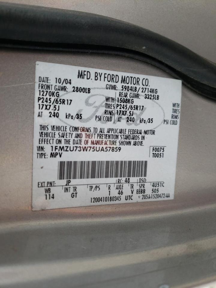 Photo 10 from auction – 2005 FORD EXPLORER X with VIN 1FMZU73W75UA57859