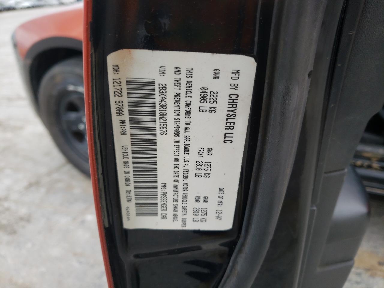 Photo 10 from auction – 2008 DODGE CHARGER with VIN 2B3KA43R18H215676