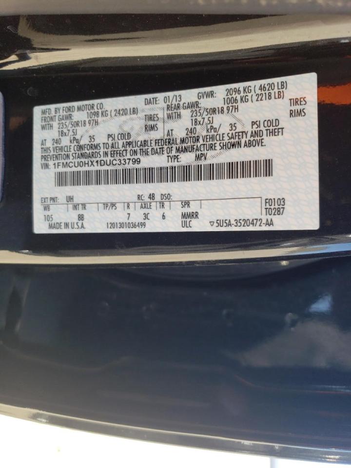 Photo 10 from auction – 2013 FORD ESCAPE SEL with VIN 1FMCU0HX1DUC33799