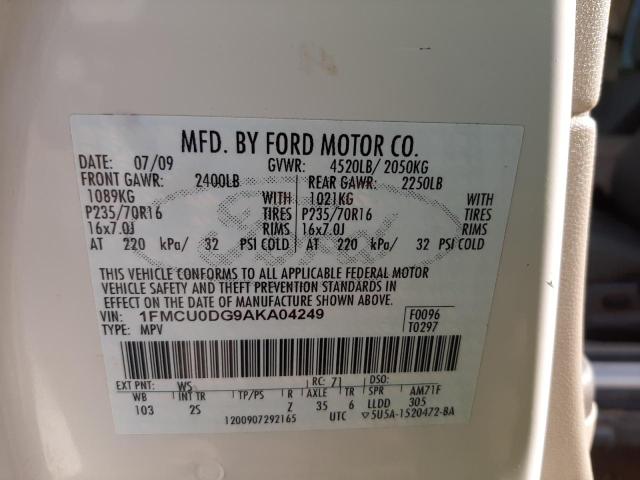 Photo 10 from auction – 2010 FORD ESCAPE XLT with VIN 1FMCU0DG9AKA04249