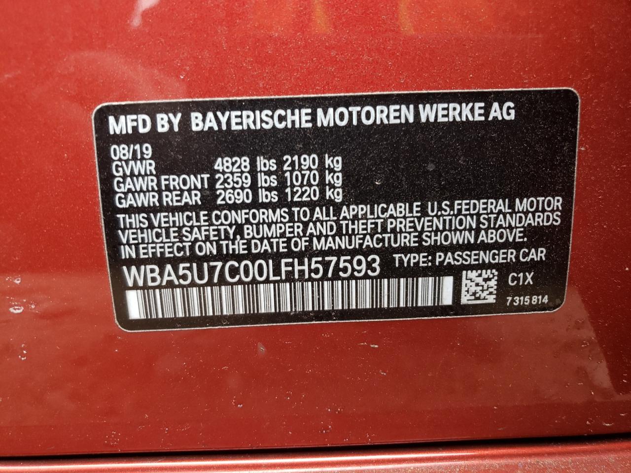 Photo 10 from auction – 2020 BMW M340I with VIN WBA5U7C00LFH57593