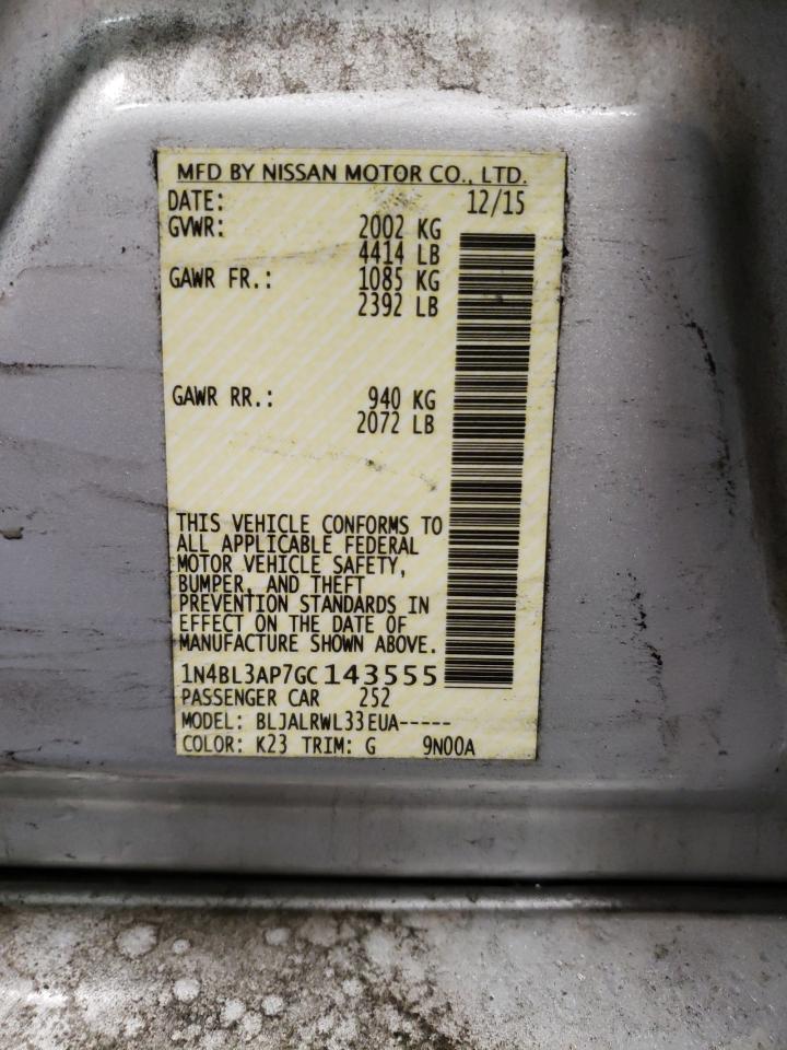 Photo 10 from auction – 2016 NISSAN ALTIMA with VIN 1N4BL3AP7GC143555