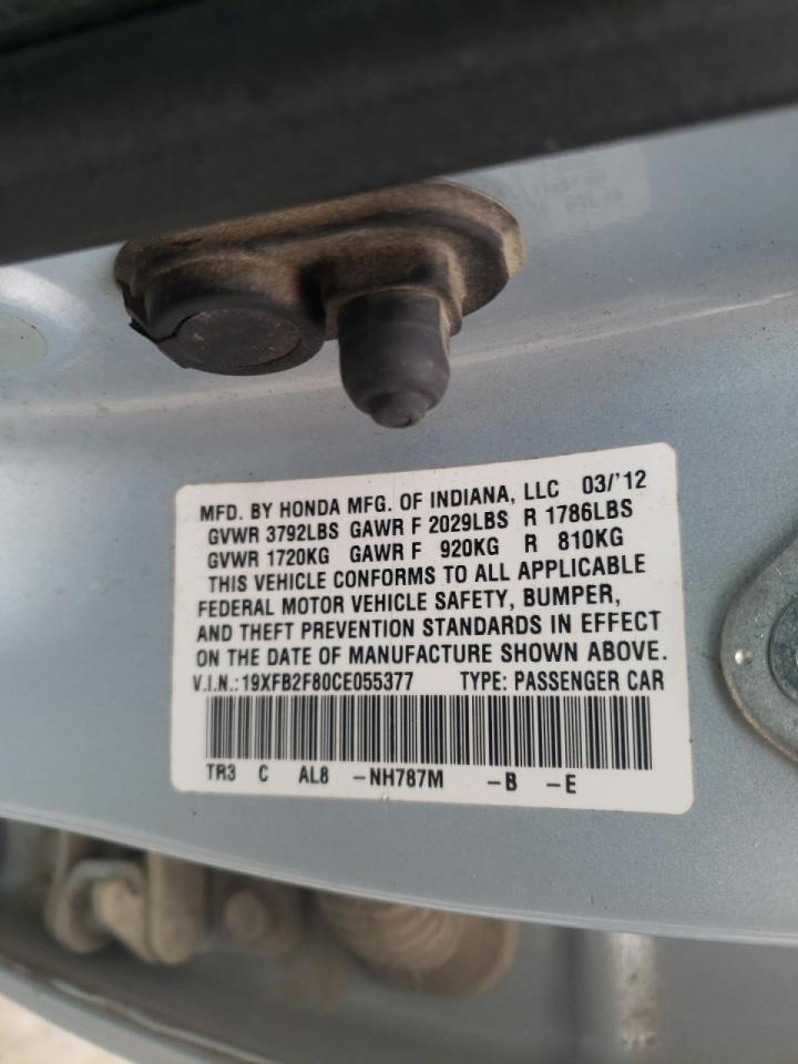 Photo 10 from auction – 2012 HONDA CIVIC EX with VIN 19XFB2F80CE055377