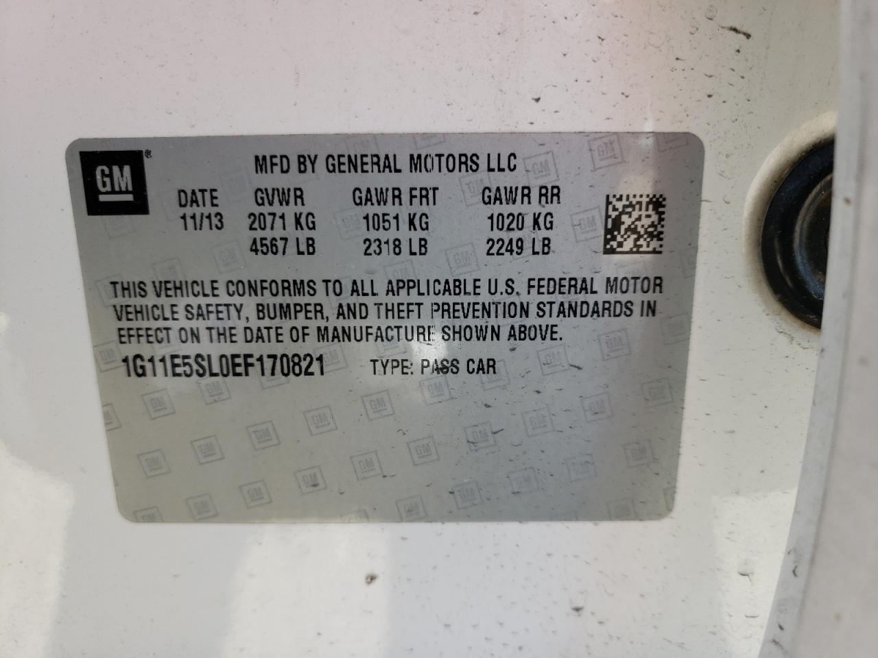 Photo 10 from auction – 2014 CHEVROLET MALIBU 2LT with VIN 1G11E5SL0EF170821
