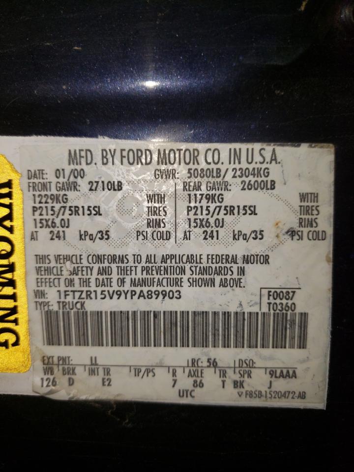 Photo 10 from auction – 2000 FORD RANGER SUP with VIN 1FTZR15V9YPA89903