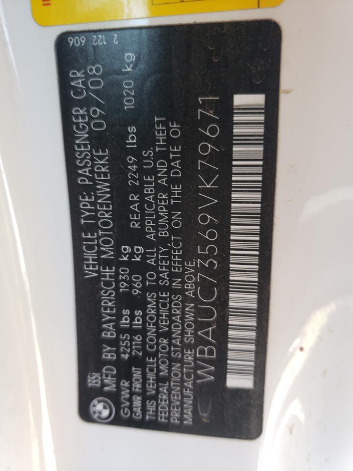 Photo 10 from auction – 2009 BMW 135 I with VIN WBAUC73569VK79671