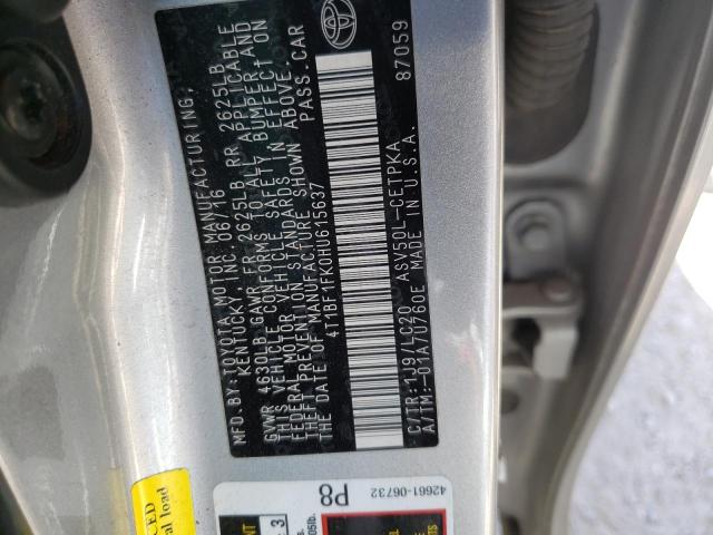 Photo 10 from auction – 2017 TOYOTA CAMRY LE with VIN 4T1BF1FK0HU615637