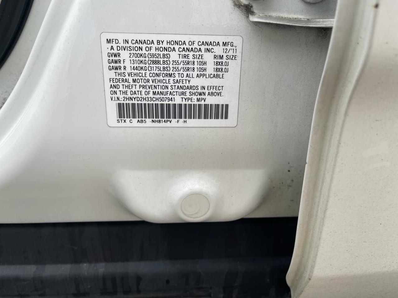 Photo 10 from auction – 2012 ACURA MDX TECHNO with VIN 2HNYD2H33CH507941