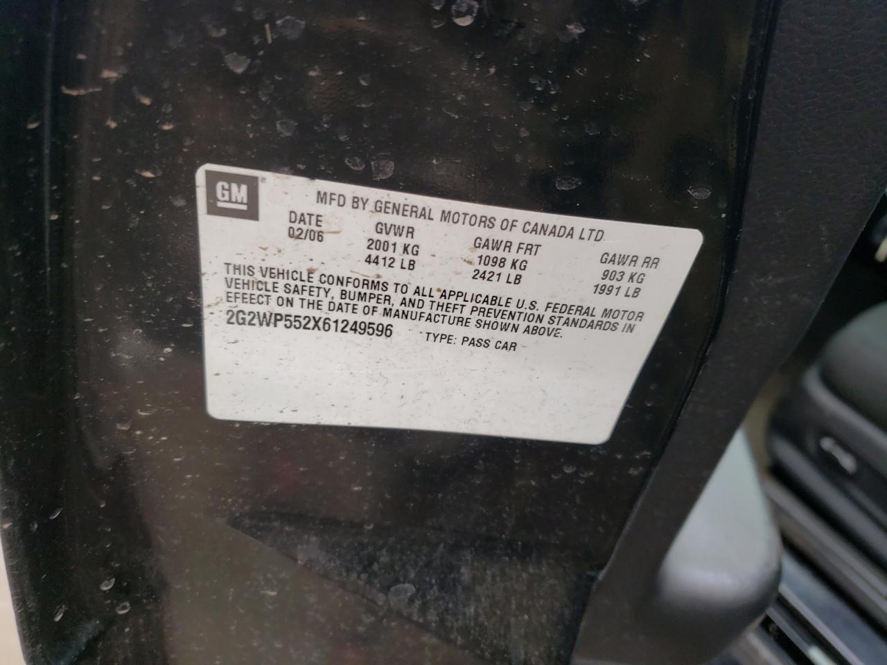 Photo 10 from auction – 2006 PONTIAC GRAND PRIX with VIN 2G2WP552X61249596