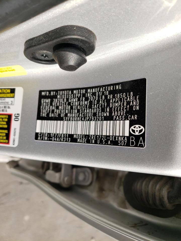 Photo 10 from auction – 2018 TOYOTA COROLLA L with VIN 5YFBURHE4JP793201