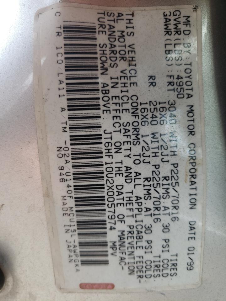 Photo 10 from auction – 1999 LEXUS RX 300 with VIN JT6HF10U2X0057974