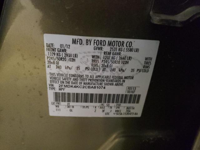 Photo 10 from auction – 2012 FORD EDGE LIMIT with VIN 2FMDK4KC2CBA81074