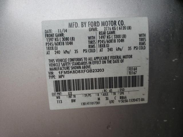 Photo 10 from auction – 2015 FORD EXPLORER X with VIN 1FM5K8D8XFGB23203
