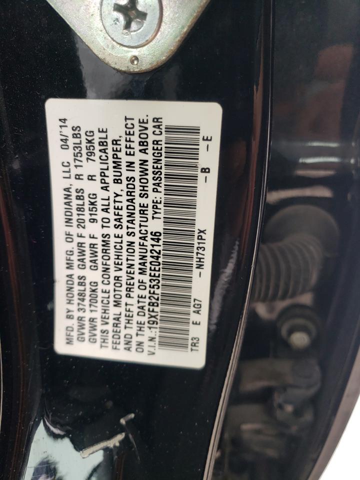 Photo 10 from auction – 2014 HONDA CIVIC LX with VIN 19XFB2F53EE042146