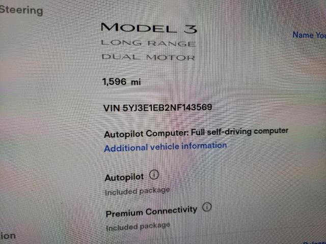 Photo 8 from auction – 2022 TESLA MODEL 3 with VIN 5YJ3E1EB2NF143569