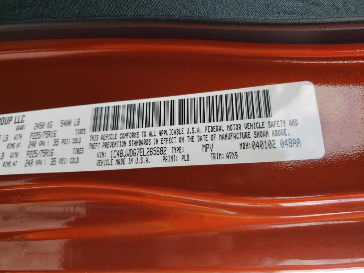 Photo 10 from auction – 2014 JEEP WRANGLER U with VIN 1C4BJWDG7EL265682