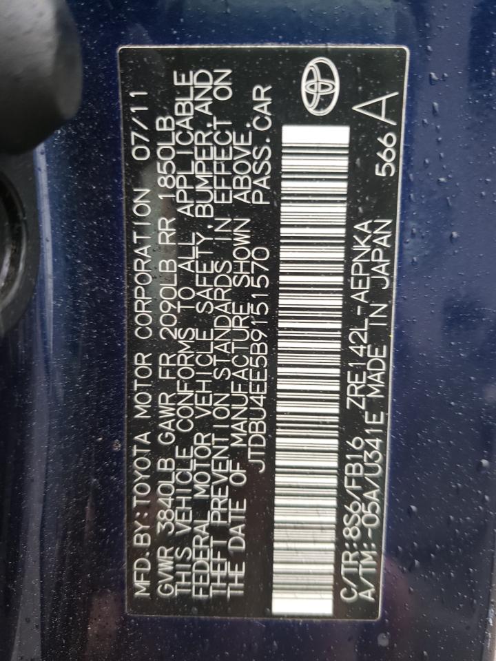 Фото 10 с аукциона – 2011 TOYOTA COROLLA с VIN JTDBU4EE5B9151570