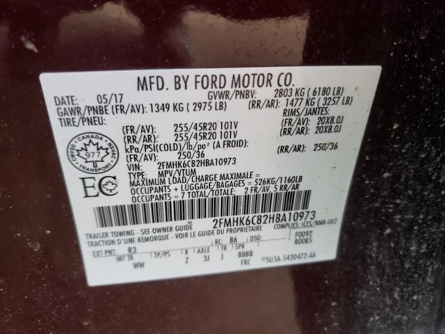 Photo 10 from auction – 2017 FORD FLEX SEL with VIN 2FMHK6C82HBA10973