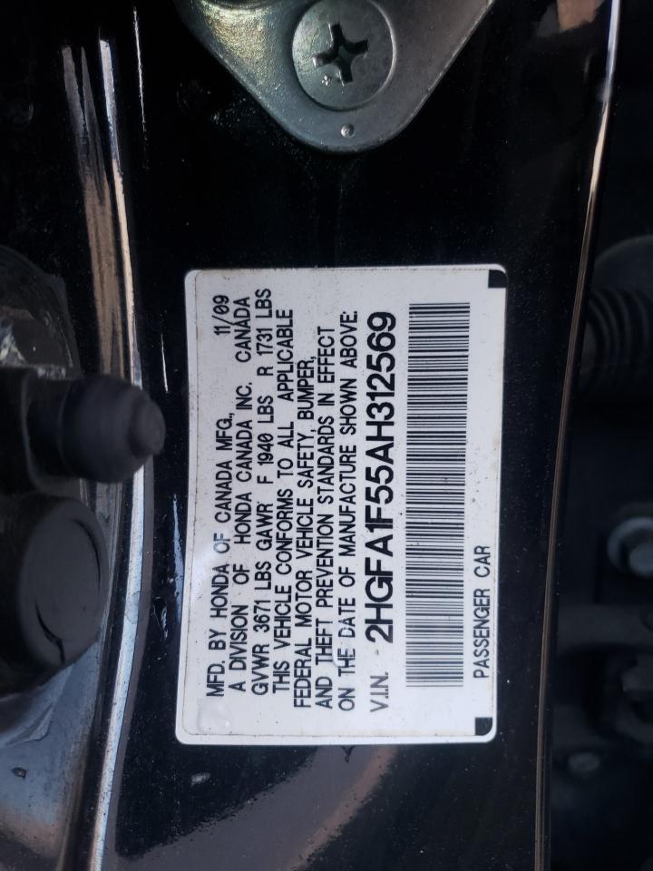 Photo 10 from auction – 2010 HONDA CIVIC LX with VIN 2HGFA1F55AH312569