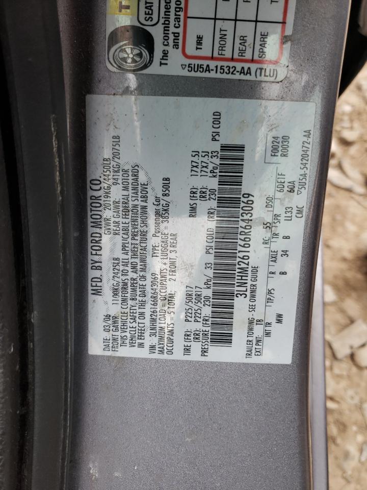 Photo 10 from auction – 2006 LINCOLN ZEPHYR with VIN 3LNHM26166R643069