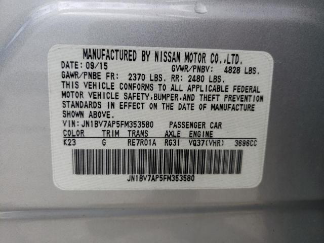 Photo 10 from auction – 2015 INFINITI Q50 BASE with VIN JN1BV7AP5FM353580