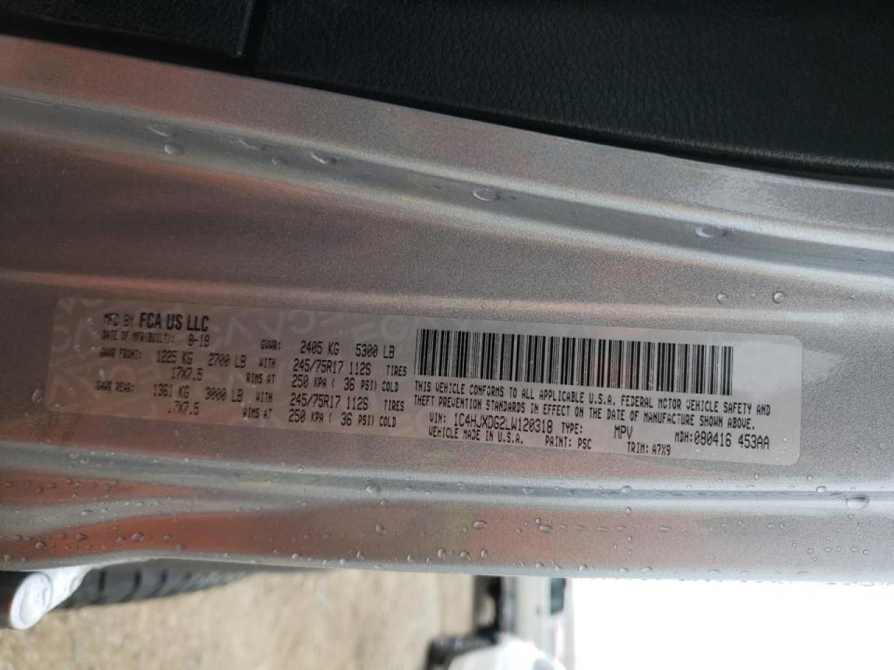 Photo 10 from auction – 2020 JEEP WRANGLER U with VIN 1C4HJXDG2LW120318