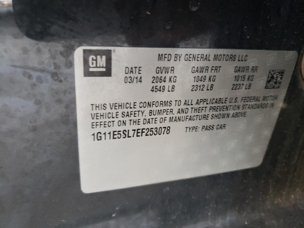 Photo 10 from auction – 2014 CHEVROLET MALIBU 2LT with VIN 1G11E5SL7EF253078
